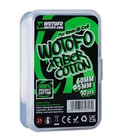 Wotofo - Algodão - XFiber Cotton - Organic - 5MM - (10 Unidades)
